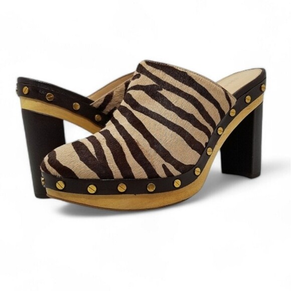 Veronica Beard Grita Calf Hair Mule Heels - Picture 1 of 13